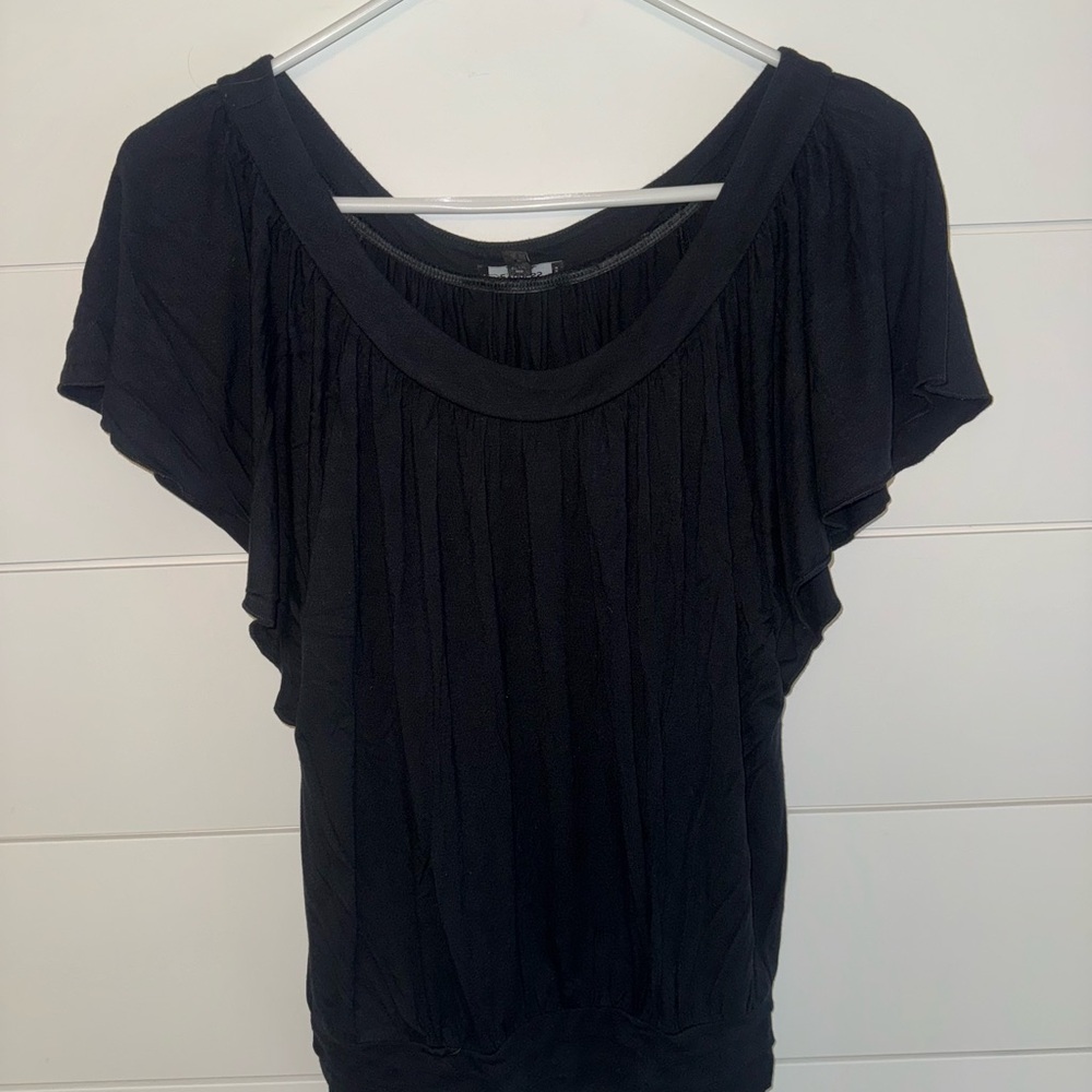 Express Black Flutter Sleeve Blouse